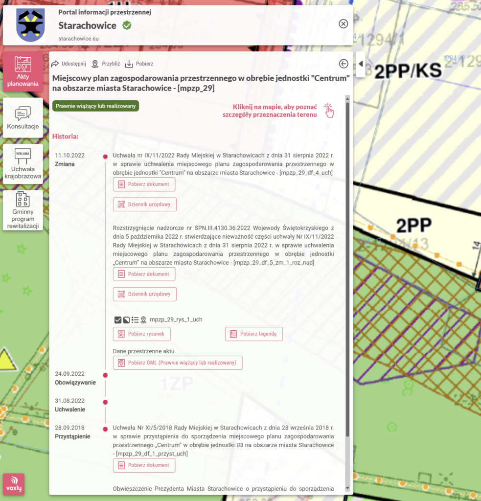 Voxly - historia aktu planowania